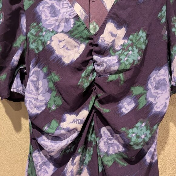 A New Day * Women’s Crepe Short Sleeve Midi Dress * Size L – Purple Floral 💜🌸 - Picture 4 of 6